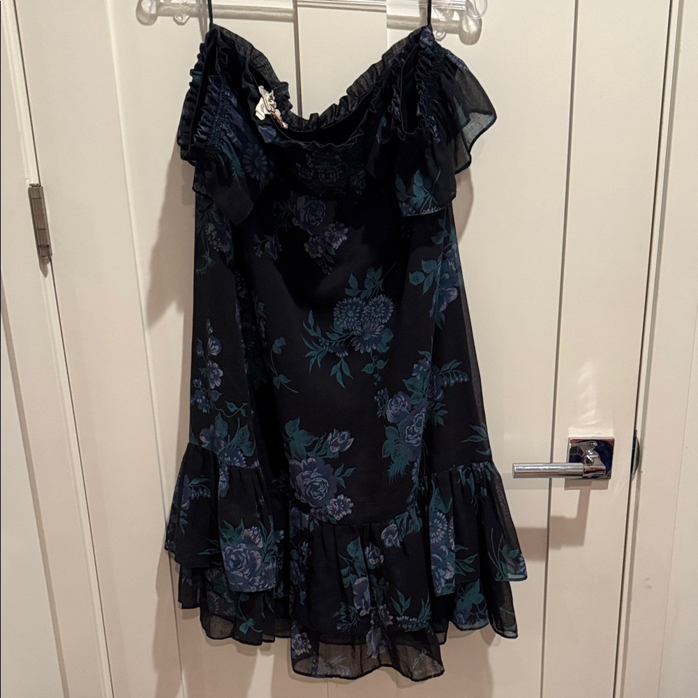 Floral Off-Shoulder Black Dress
